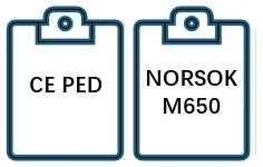 CE PED, NORSOK M650 Certification